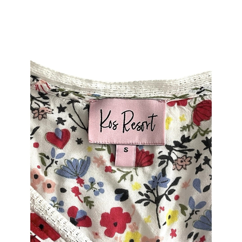 Kos Resort V-Neck Floral Maxi Dress Cottagecore Prairiecore Romantic Sz SMALL - Picture 11 of 16